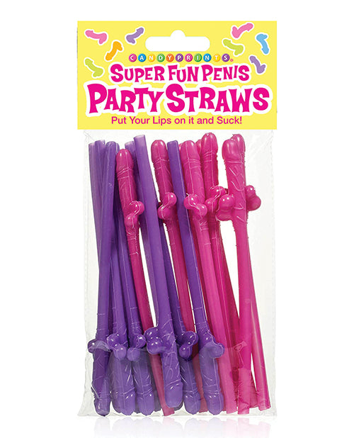 Candy Prints Bachelorette & Party Supplies Pink and Purple Reusable Penis Straws for Fun Event Drinks