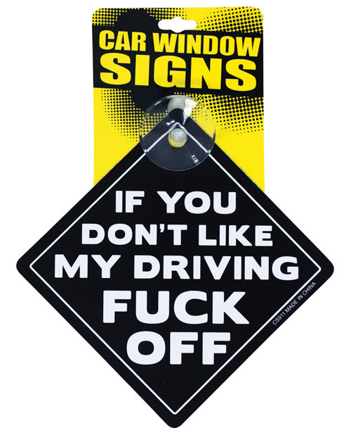 Kalan Car Window Sign with Humorous Driving Message and Suction Cup Attachment for Vehicle Personalization