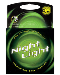 Night Light Condoms Glow in the Dark Latex with Lubrication and Reservoir Tip for Safe Play