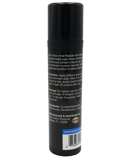 Body Action Anal Relaxer Silicone Lubricant with Natural Oils - 1.7 oz Pump