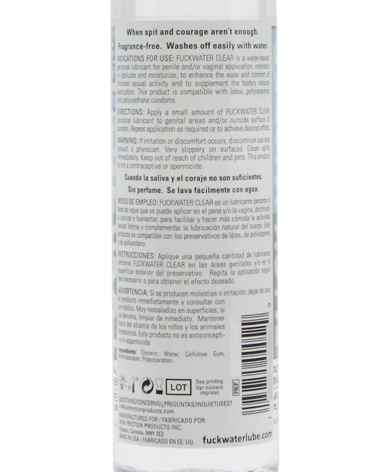 Fuck Water Clear H2O 4 oz Water-Based Lubricant for Condoms