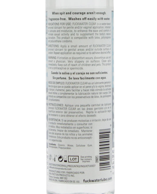 Fuck Water Clear H2O 4 oz Water-Based Lubricant for Condoms