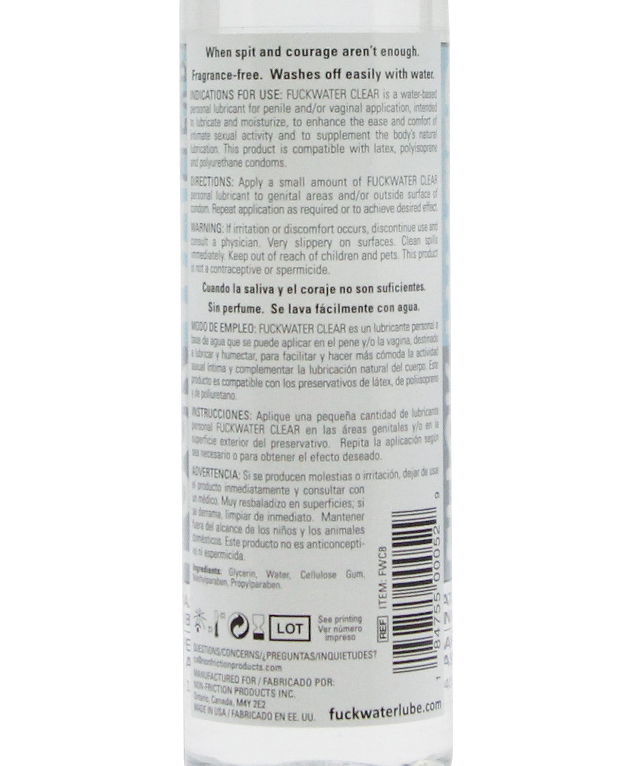 Clear Water-Based Lubricant 8 oz – Compatible with All Condoms