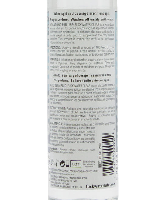 Clear Water-Based Lubricant 8 oz – Compatible with All Condoms