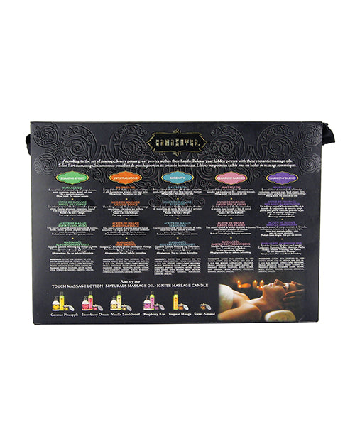 Kama Sutra Massage Oil Indulgence Kit with Five Scented Oils and Toiletry Case