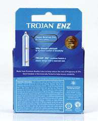 Trojan ENZ Lubricated Condoms – Classic Blue Wrapper, Silky Comfort, 3 Pack