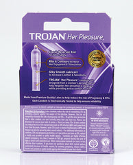 Trojan Her Pleasure Condoms with Ribbed Stimulating Contour - 3 Pack