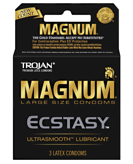 Trojan Condoms Magnum Ecstasy Large Size UltraSmooth Lubricated for Enhanced Comfort and Protection