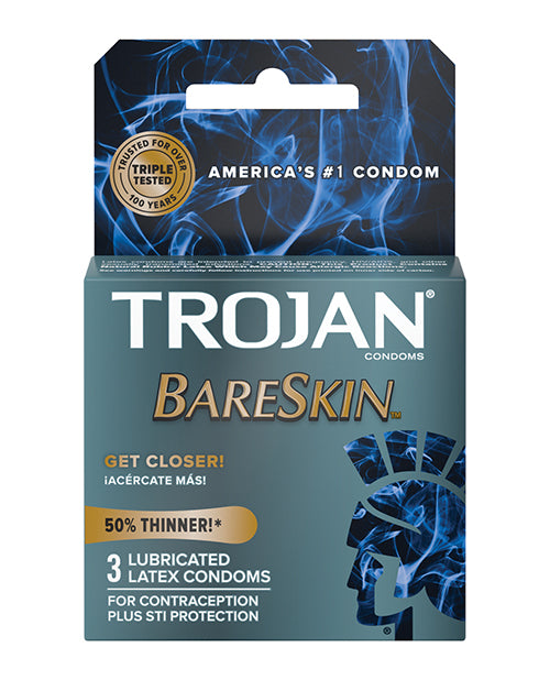 Trojan Condoms Ultra-Thin BareSkin Lubricated Latex for Enhanced Sensitivity and Intimate Comfort