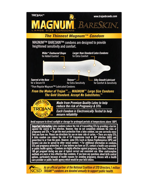 Trojan Magnum Bareskin Extra Thin Large-Size Condoms - 10 Pack