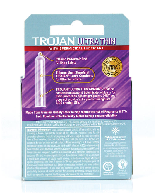Trojan Ultra Thin Armor Spermicidal Lubricated Condoms - 3 Pack