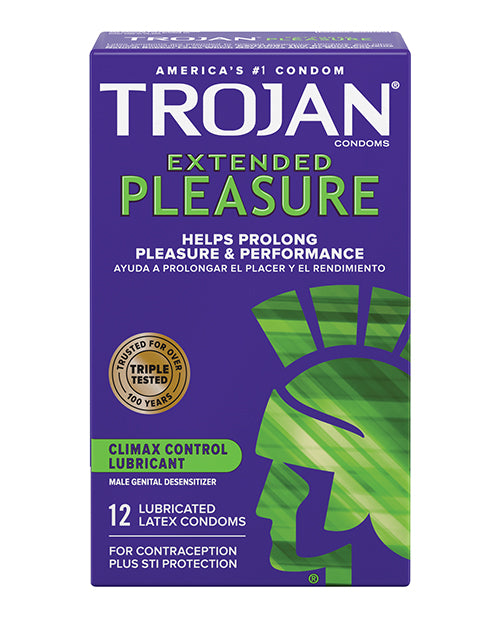 Trojan Condoms Climax Control Dual Lubricated Extended Pleasure for Longer-Lasting Performance