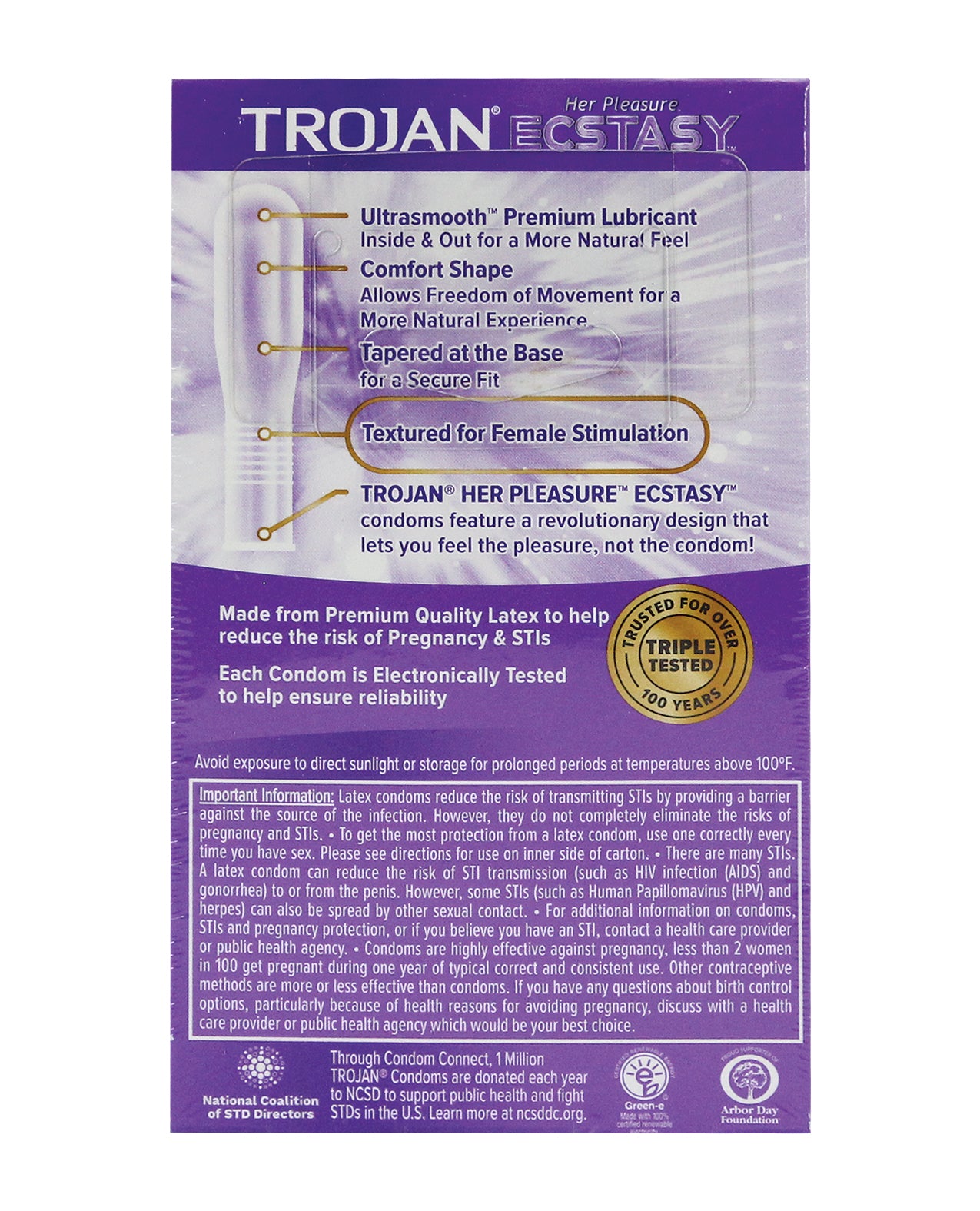 Trojan Her Pleasure Ecstasy Condoms - Ribbed & Contoured 10 Pack