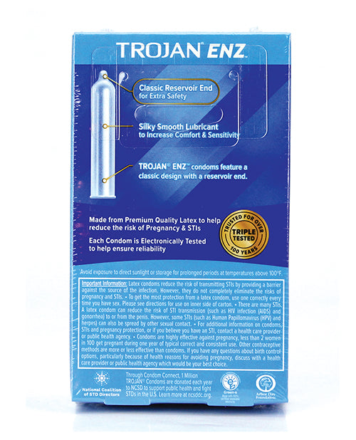 Trojan ENZ Lubricated Condoms – Classic Blue, Silky Smooth 12-Pack