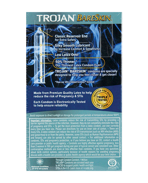 Trojan BareSkin Ultra-Thin Lubricated Condoms - Box of 10