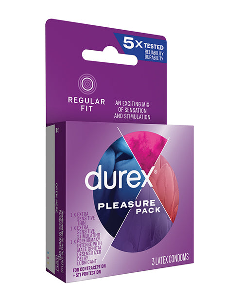 Durex Condoms Assorted Pleasure Pack with Regular Fit and Extra Sensitivity for Confident Protection