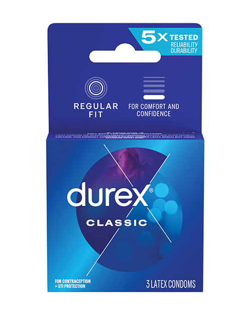 Durex Condoms 3 Pack Classic 52mm Natural Latex for Reliable Protection