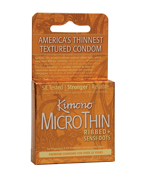 Kimono Condoms Ultra-Thin Ribbed with Sensi-Dots Textured Design for Enhanced Sensation and Safe Intimacy