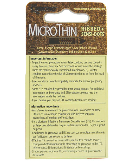Kimono Textured Ribbed+Sensi Dots Ultra-Thin Condoms - Box of 3