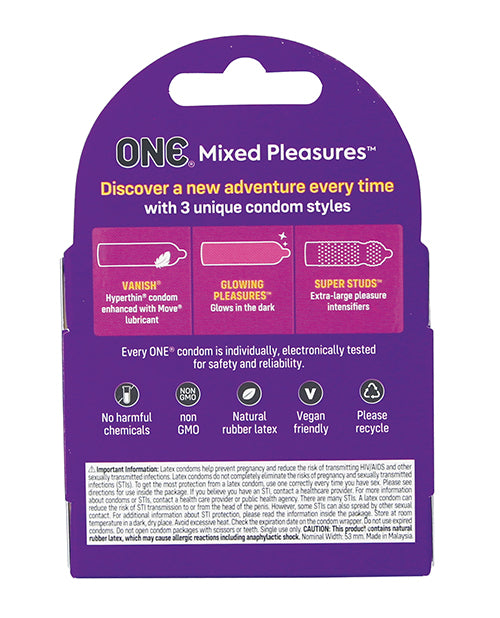 One Mixed Pleasures Condoms Box – Variety Pack with Ultra-Soft Latex