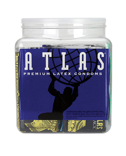 Atlas Condoms Assorted Bowl with Ultra-Lubed, Studded, and Extra-Large Varieties for Safe and Pleasurable Protection