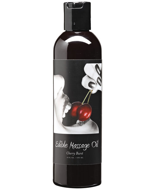Earthly Body Massage Oil Cherry Flavor with Skin-Nourishing Natural Oils for Relaxing and Edible Sensual Massage