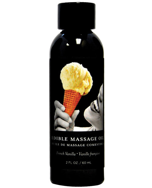 Earthly Body Massage Oil Edible Vanilla Flavor with Hemp and Almond Oils for Sensual Relaxation