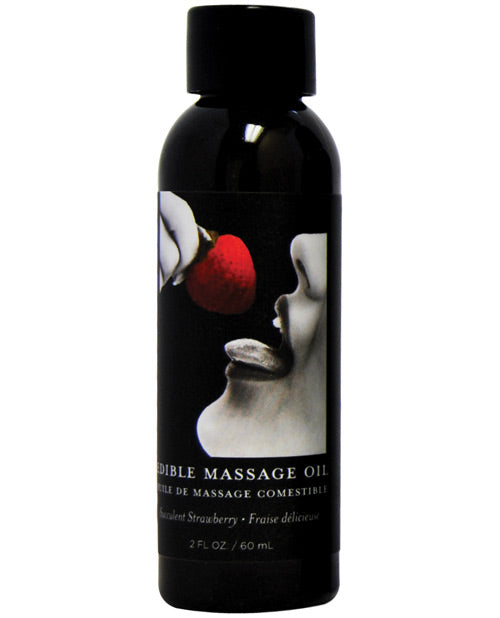 Earthly Body Massage Oil Strawberry Flavor Natural Oils Moisturizing Blend for Couples Massage