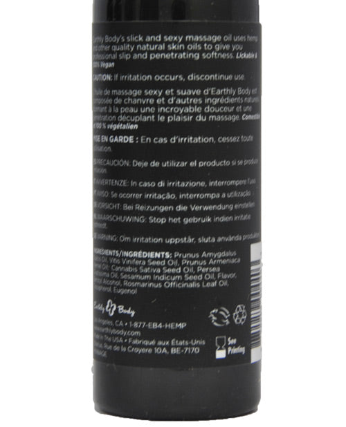 Earthly Body Strawberry Edible Massage Oil with Natural Oils, 2 oz