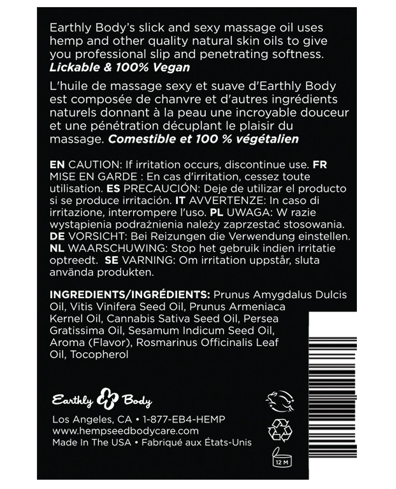 Earthly Body Pineapple Flavored Edible Massage Oil with Skin-Softening Oils
