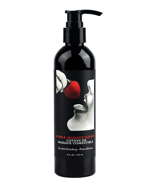 Earthly Body Lotion Strawberry Edible Formula Hemp Seed Oil for Sensual Massage and Hydration