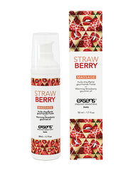 Exsens Massage Gel Strawberry Flavored Warming Sensation Vegan Formula for Intimate Foreplay