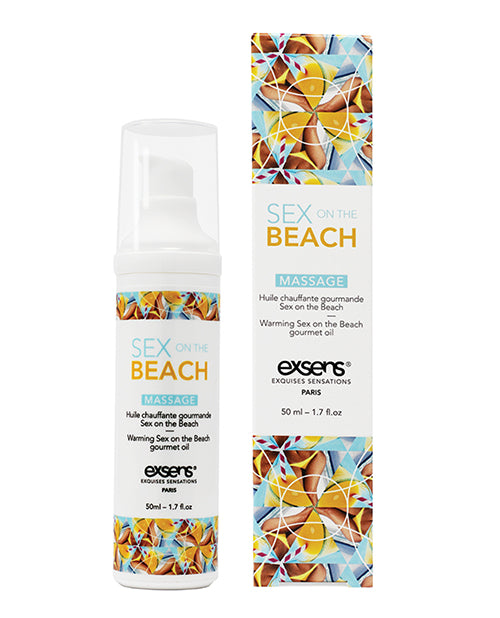 Exsens Massage Oil Warming Sex on the Beach Vegan Formula with Glow-in-the-Dark Bottle for Intimate Foreplay