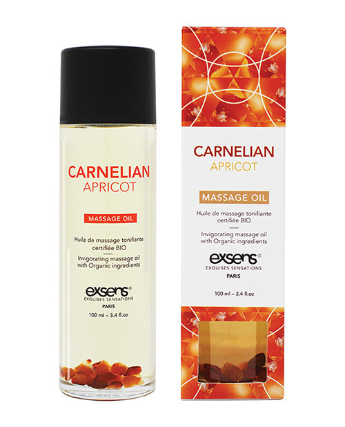 Exsens Massage Oil with Carnelian Crystals Natural Apricot Scent for Revitalizing Sensual Massage