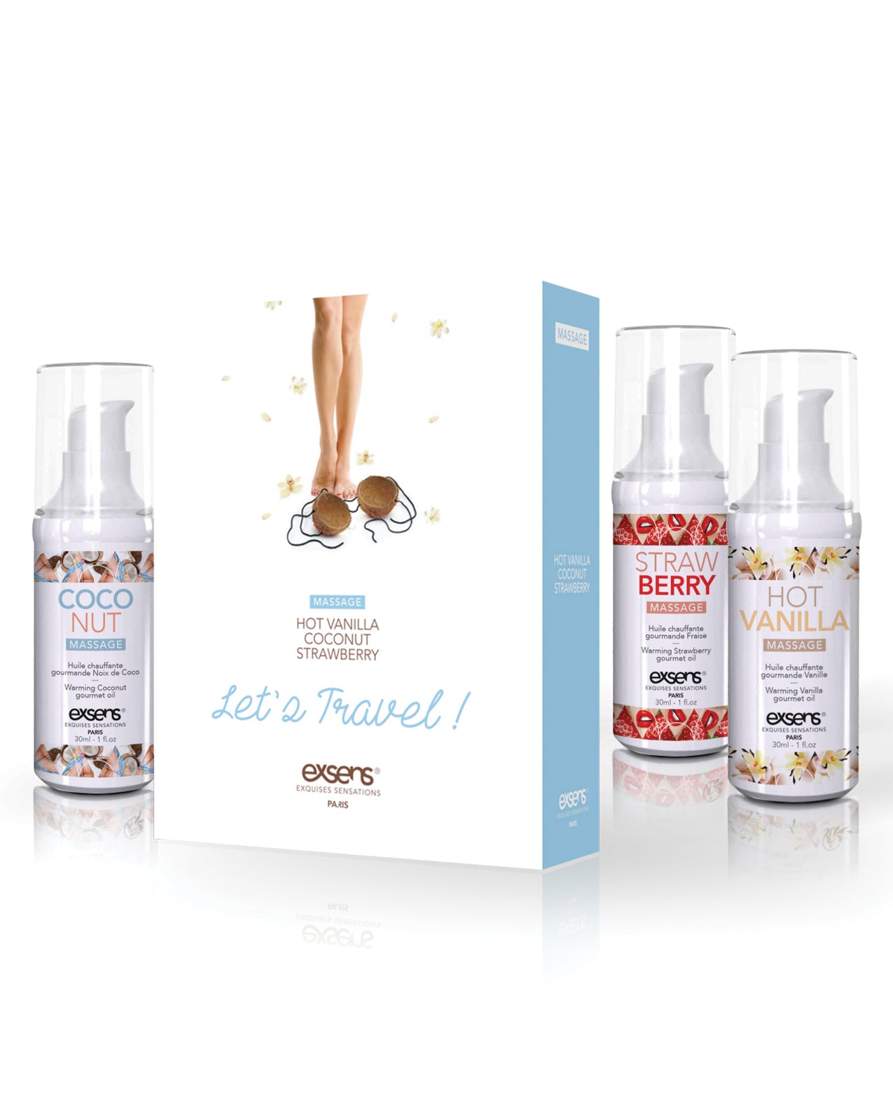 EXSENS Massage Products Warming Flavored Gel Set Vegan Formula for Travel-Ready Intimate Massage