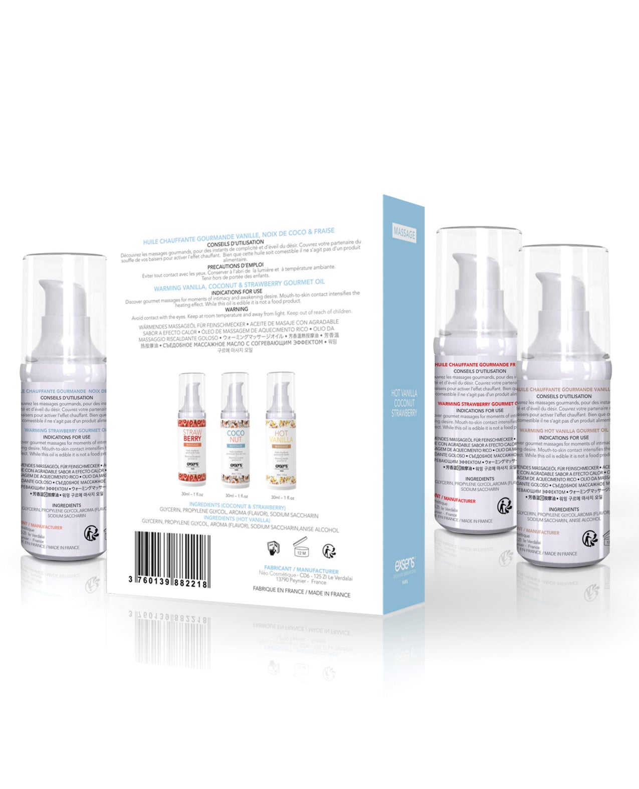 EXSENS of Paris Let's Travel Warming Massage Gel Kit with Flavored Enhancers