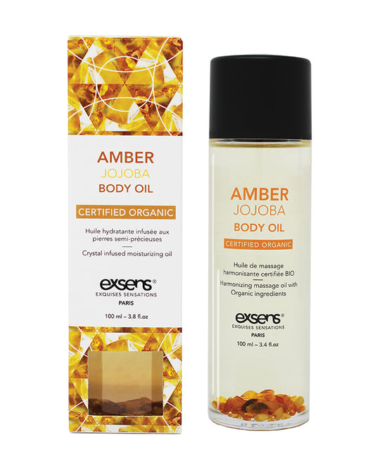 Exsens Body Oil Amber Jojoba Real Crystals Natural Botanical Blend for Nourishing Skin and Hair