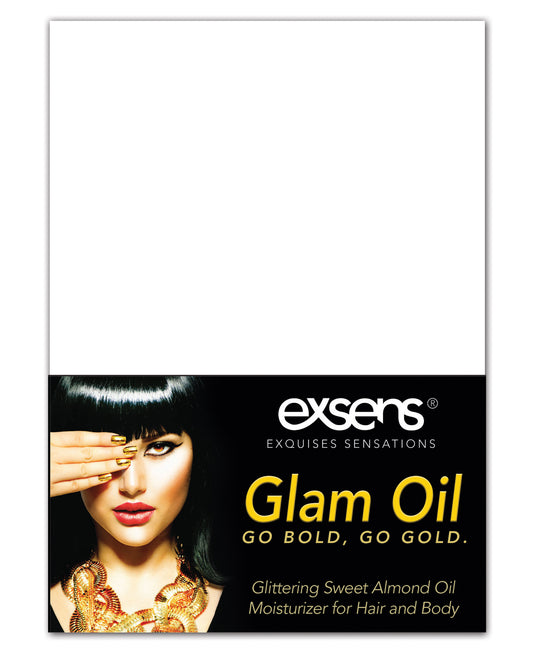 Exsens Promotional Tent Card for Glam Oil with Double-Sided Design and Glossy Finish for Retail Display