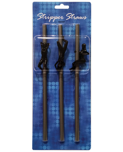 Kheper Games Stripper Straws silver plastic with moveable figurine detail for party drink décor