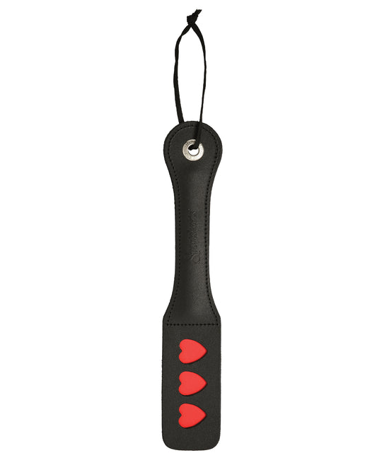 Sportsheets Leather Paddle Heart Impression Hand-stitched Red Bondage Restraint for Sensory Play