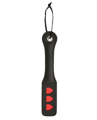 Sportsheets Leather Paddle Heart Impression Hand-stitched Red Bondage Restraint for Sensory Play
