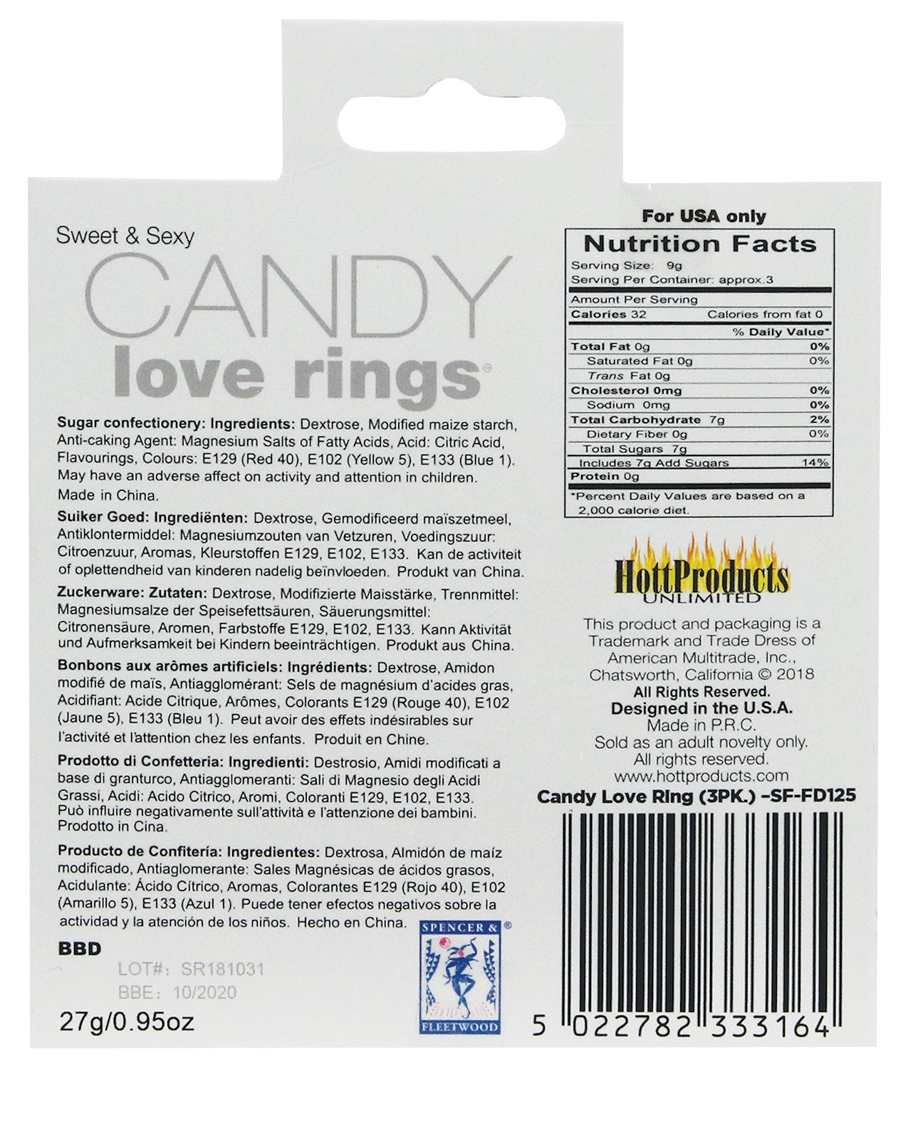 Candy Cock Ring with Edible Sweet Candy Beads