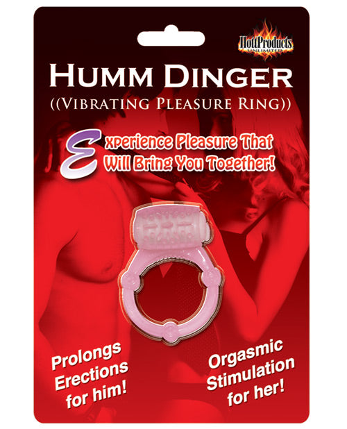 Humm Dinger Vibrating Cockring Magenta Clitoral Stimulator Stretchy Couples Toy for Couples' Intimate Pleasure