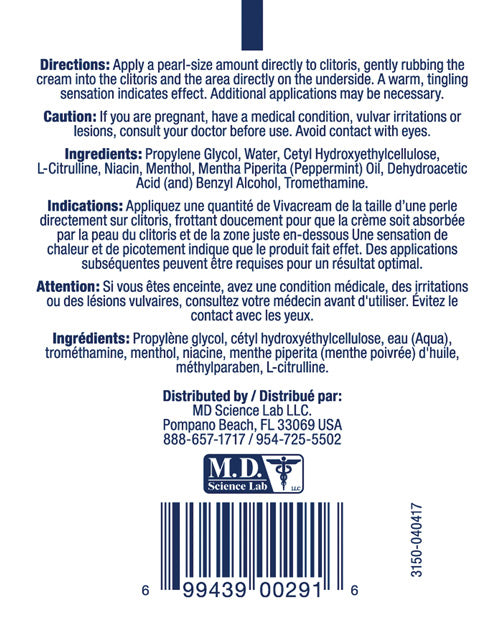 Viva Cream Arousal Gel with Herbal Extracts for Enhanced Female Sensitivity - 2 oz