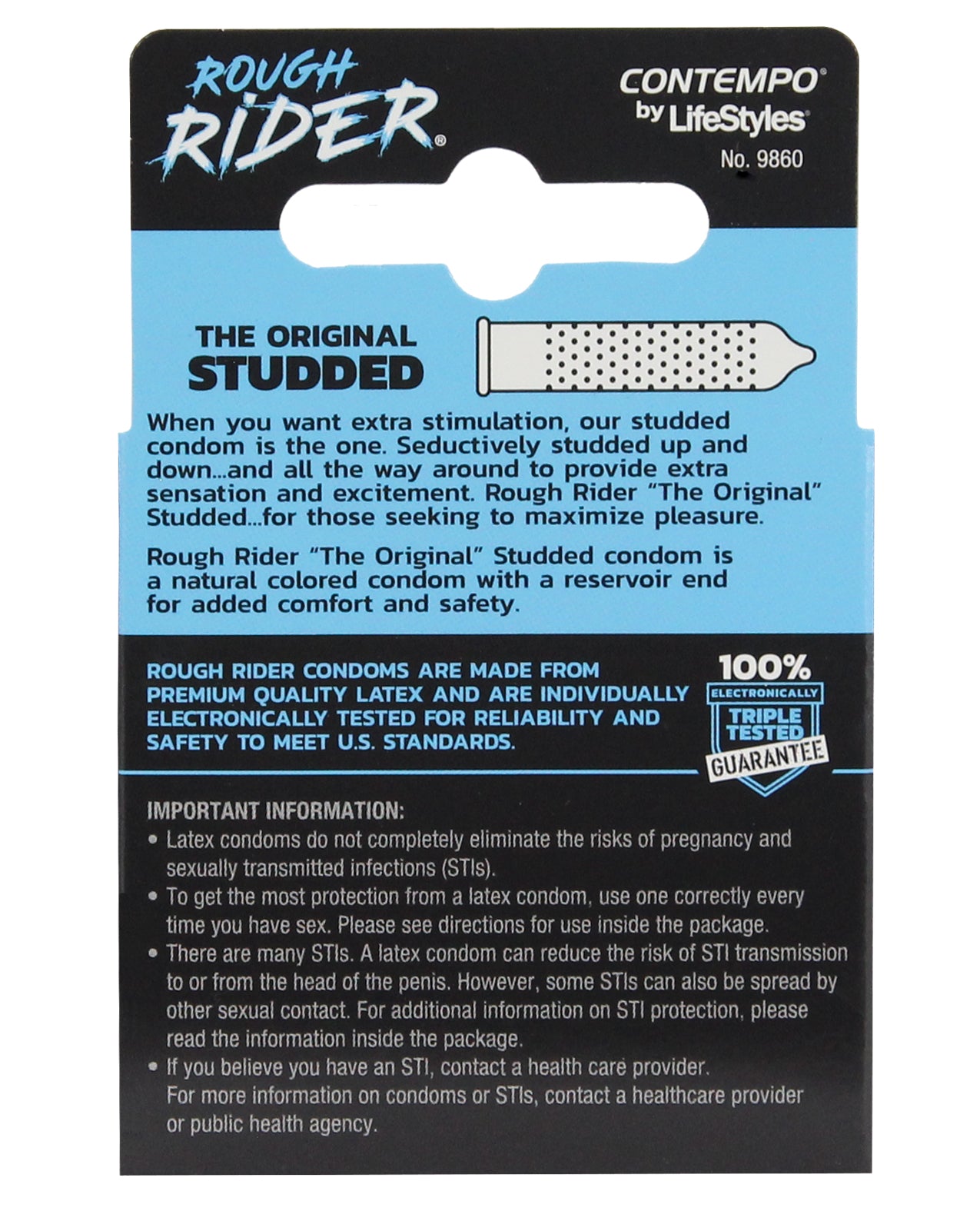 Rough Rider Studded Condoms Pack of 3 – Textured Latex for Sensation