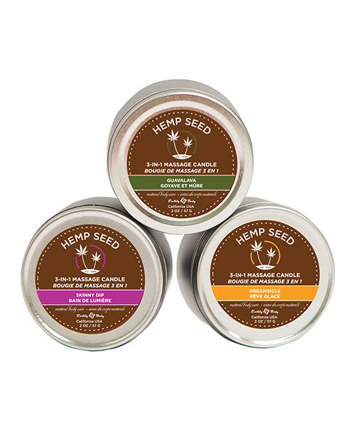 Earthly Body Massage Candle Trio Gift Bag with Skinny Dip, Dreamsicle, & GuavaLava