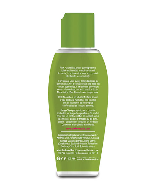 Pink Natural Water-Based Lubricant with Organic Aloe Vera - 2.8 oz