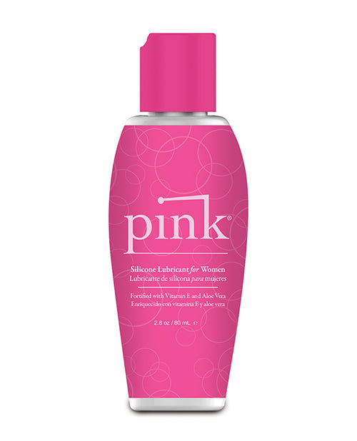Pink Silicone Lubricant with Aloe Vera and Vitamin E in Flip Top Bottle for Long-Lasting Comfort