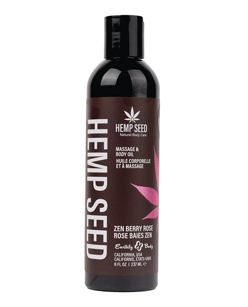 Earthly Body Massage Oil with Zen Berry Rose botanical blend and skin-nourishing natural oils for relaxing massages