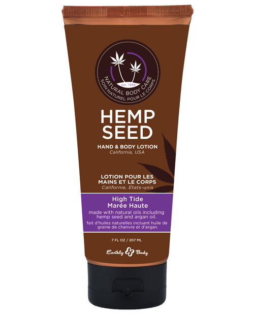 Earthly Body Hand & Body Lotion 7 oz Tube with Hemp Seed Oil and High Tide Scent for Hydrating Skin